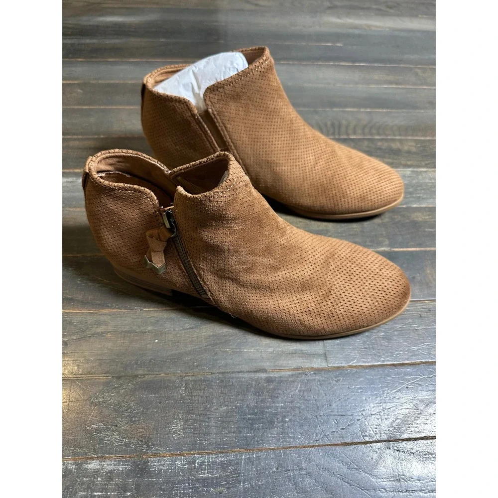 Dr Scholl's Women's Cognac Perforated Ankle Booties Low Heel